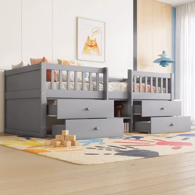 letto semialto pino grigio 90 x 200 cm