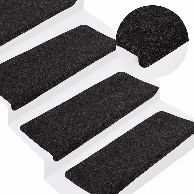 vidaXL Set di 30 Tappetini Autoadesivi per Scale Antracite, Antiscivolo e Assorbente, L 65 x P 24,5 x H 3,5 cm