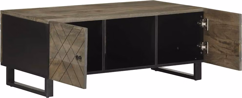 Tavolino nero 100x54x40 cm in legno massiccio di mango