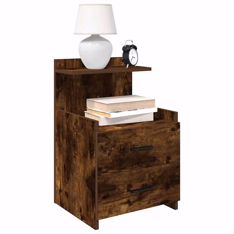 Comodino con 2 cassetti vidaXL in Rovere Affumicato L: 40 cm, P: 36,5 cm, H: 62 cm