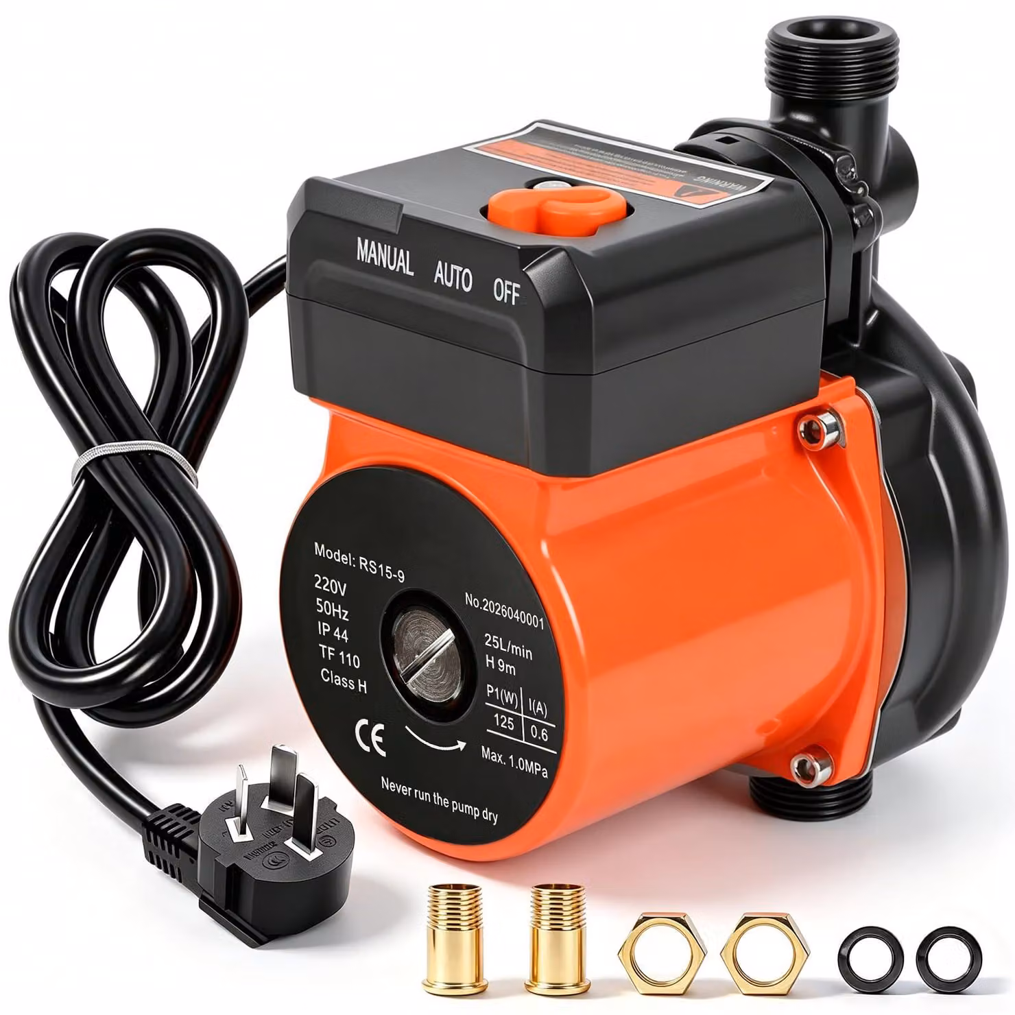 Pompa di aumento pressione, 125 W, altezza di sollevamento 9 metri, portata 1,8 m³/ora