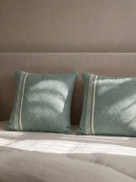Set di 2 cuscini quadrati Mare in cotone Kenay Home, colore menta, 45 x 45 cm