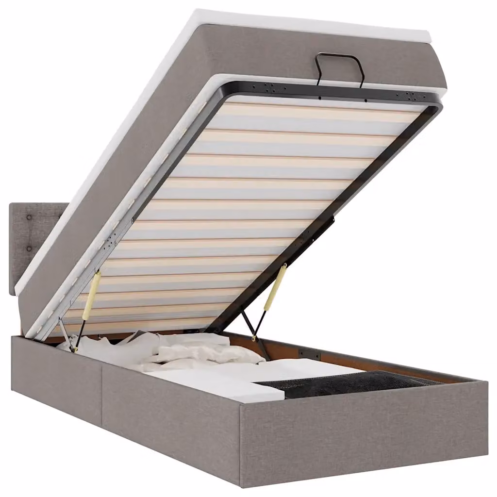 Pouf Letto con Materasso vidaXL in Tessuto con LED e Porta USB, Colore Tortora, L/P/H: 200 x 90 x 45 cm – 2