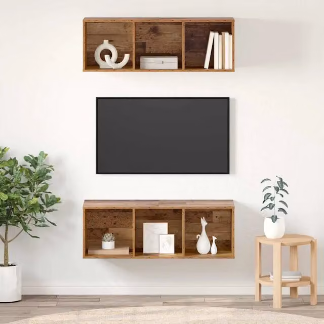 Set di 2 mobili TV moderni vidaXL in legno color marrone per soggiorno – 1