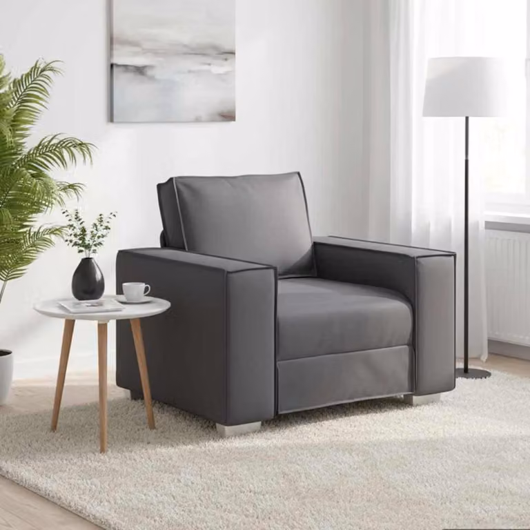 Poltrona Sofa moderna vidaXL in pelle sintetica Grigio L: 100 cm, P: 78 cm, H: 84 cm