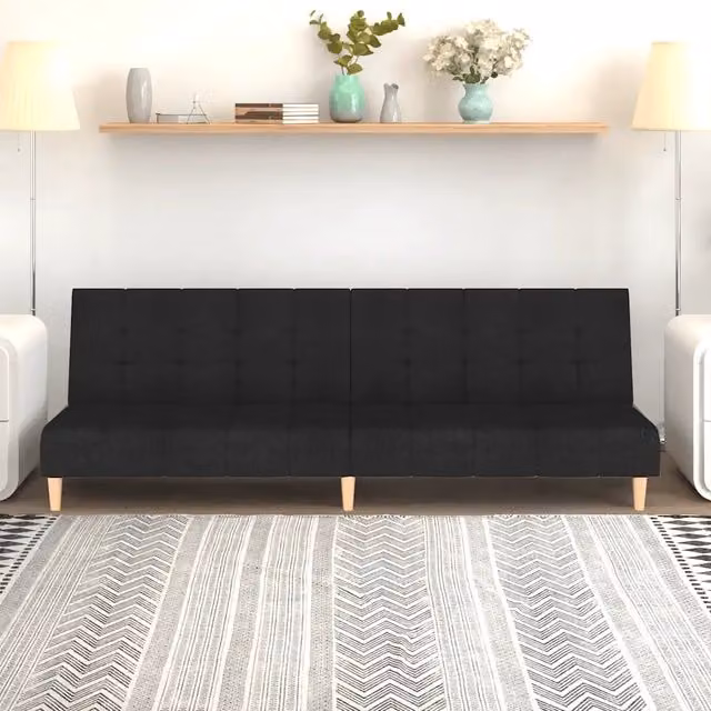 Divano Letto a 2 Posti-Sofa Letto 2 Posti-Daybed Nero in Tessuto 893127