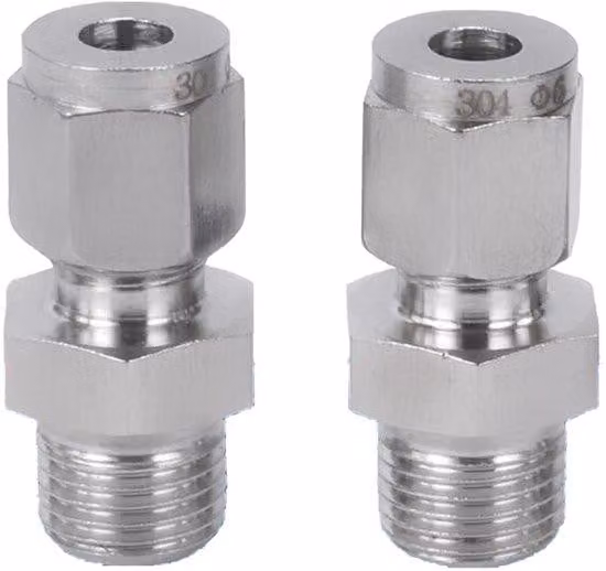 Raccordi a compressione in acciaio inossidabile 304, confezione da 2 - Raccordi diritti - Adatti per tubi da 10 mm - Adattabili a tubi da 3/8 di pollice - Resistenti alla corrosione - Raccordi per tubi