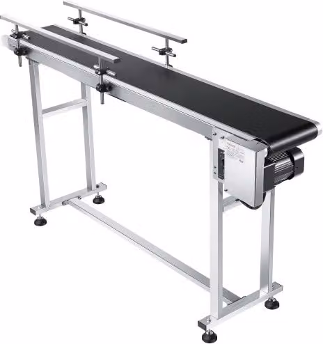 Nastro trasportatore motorizzato VEVOR in acciaio inox con nastro antistatico in PVC nero e velocità regolabile
