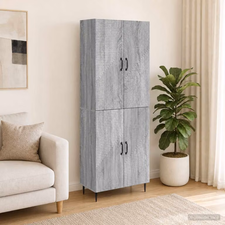 Set di 2 armadi vidaXL in legno ingegnerizzato grigio con ante a battente per soggiorno o ufficio