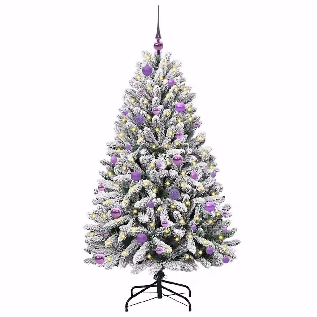 Albero di Natale artificiale moderno vidaXL con 150 LED bianco caldo, verde e bianco, Altezza: 150 cm – 2