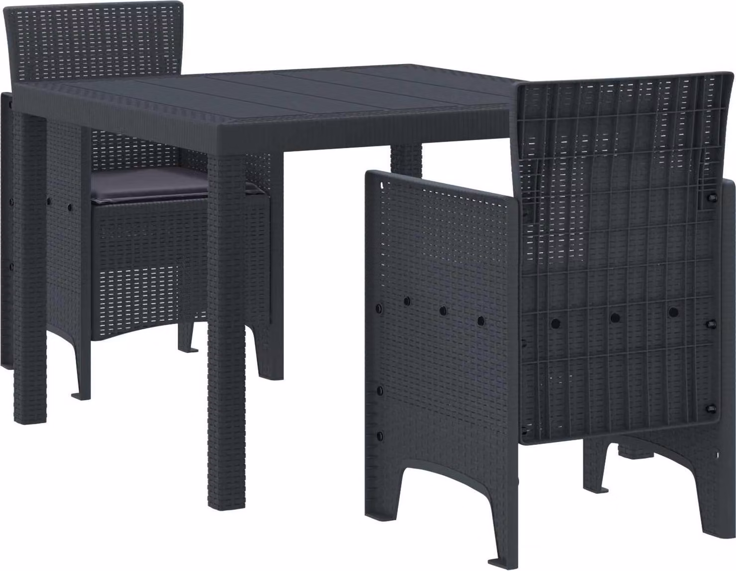 Set da Pranzo per Giardino 3 pcs Antracite Polipropilene