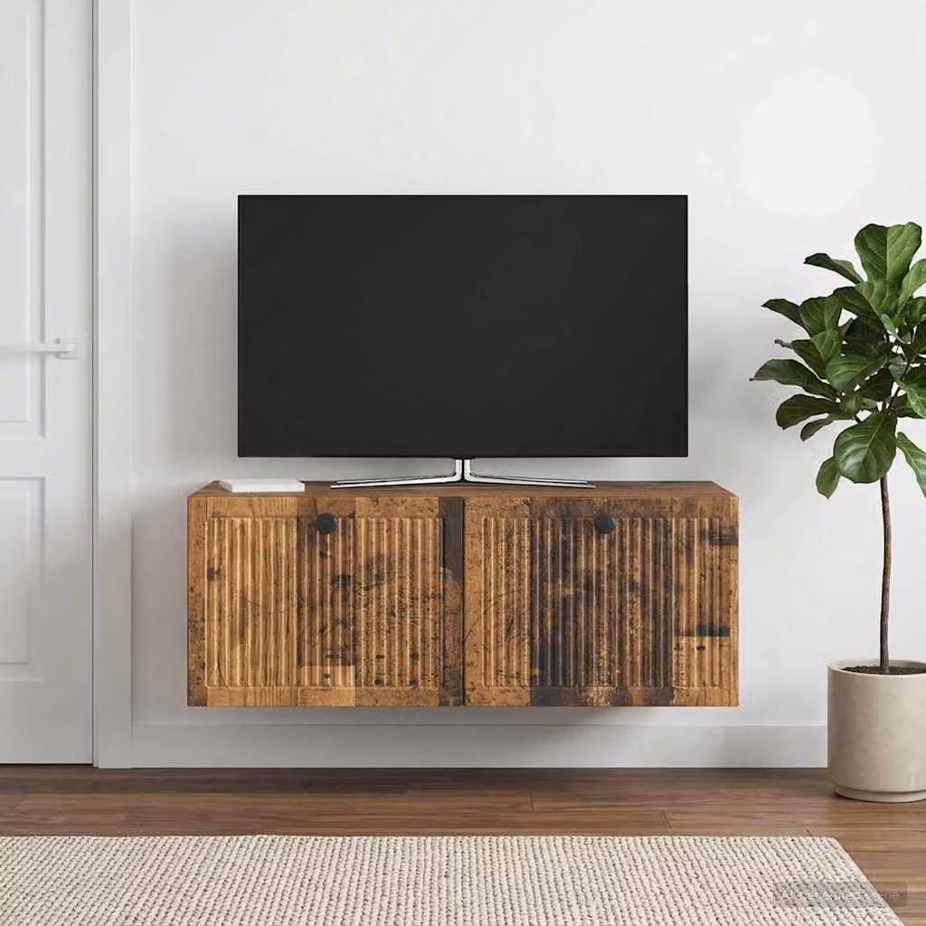 vidaXL Mobile Porta TV da Muro in Legno Antico Marrone L: 78,5 cm, P: 41 cm, H: 30 cm