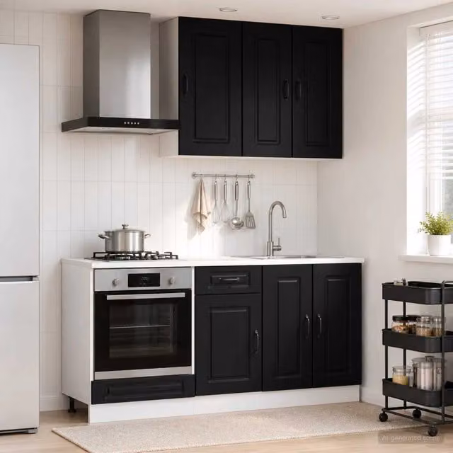 Unità Cucina KALMAR 5 pz Nero Legno ingegnerizzato 3438236
