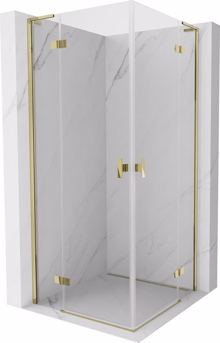 Mexen Mist-H L Duo cabina doccia a battente 70 x 70 cm, trasparente, oro - 8A5L-070L-070P-50-00