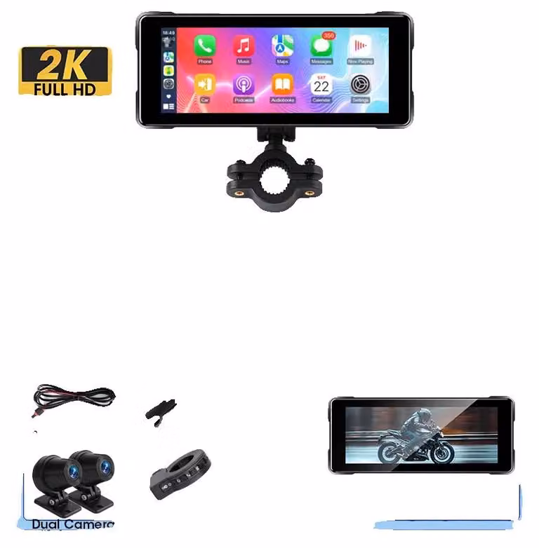 Navigatore Motorrad DVR, impermeabile, con doppia connessione Bluetooth, videoregistratore 2K, senza fili