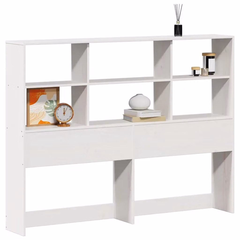 Testiera con ripiani integrati vidaXL in legno massello di pino bianco per letto 160x200 cm – 2