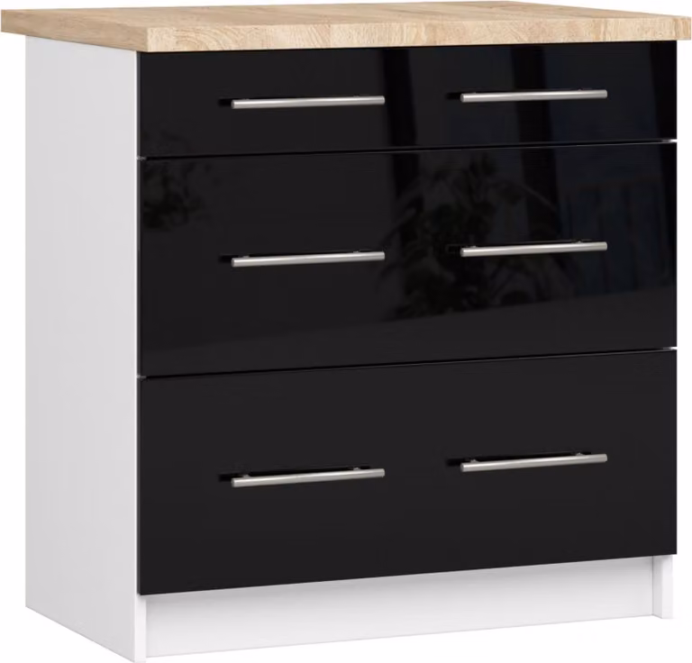 Akord Mobile Da Cucina Oliwia Bianco/Nero Lucido 80X46X85 Cm