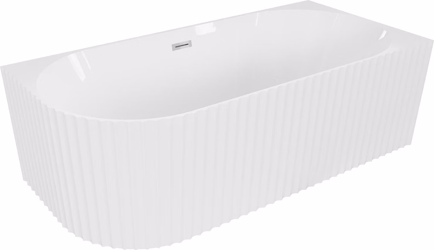 Mexen Gia vasca da bagno freestanding angolare destra rigata 170 x 80 cm, bianco lucido, troppopieno cromato - 52701708000P-01