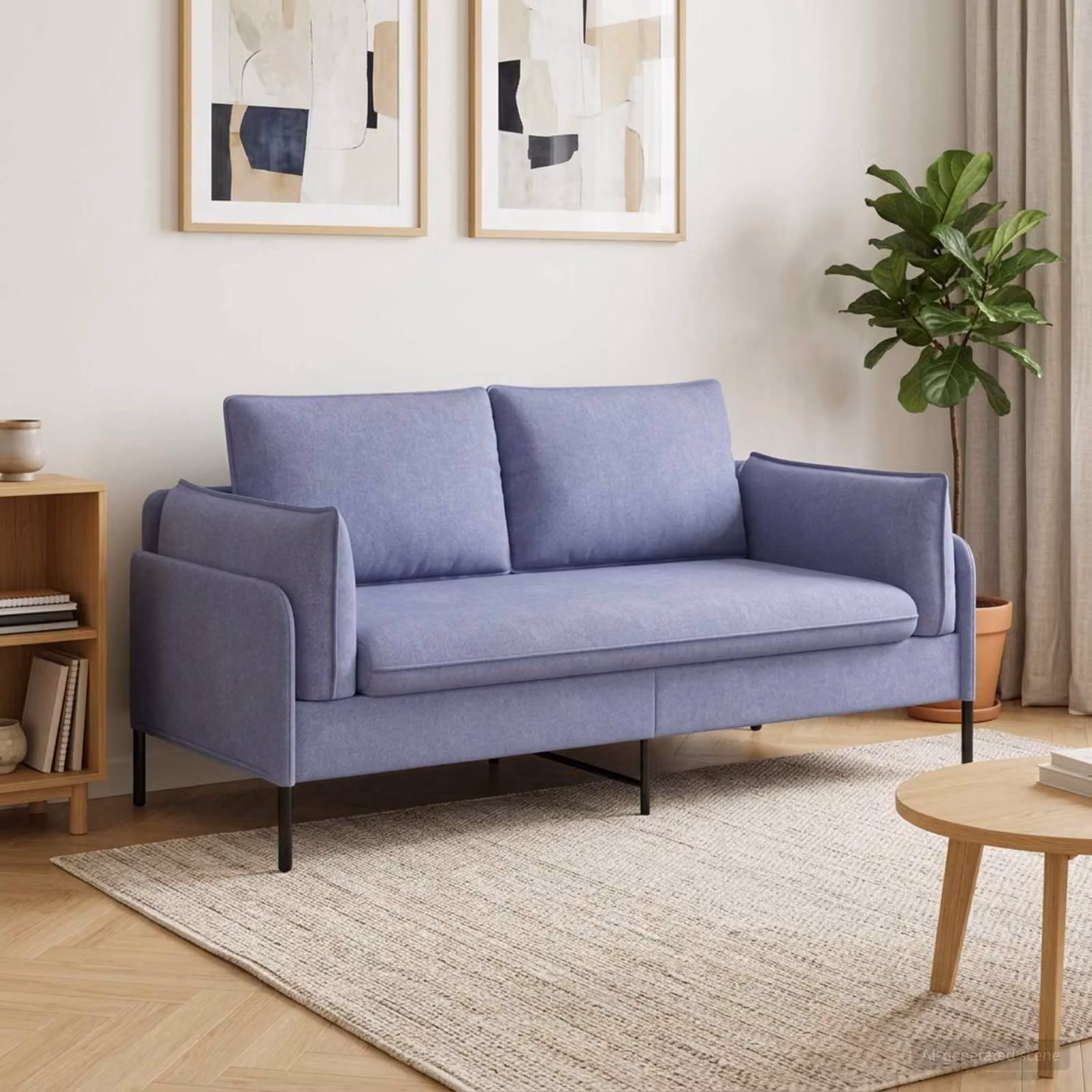 Divano a 2 posti moderno vidaXL in tessuto blu con coperture rimovibili L: 188 cm, P: 81 cm, H: 89 cm