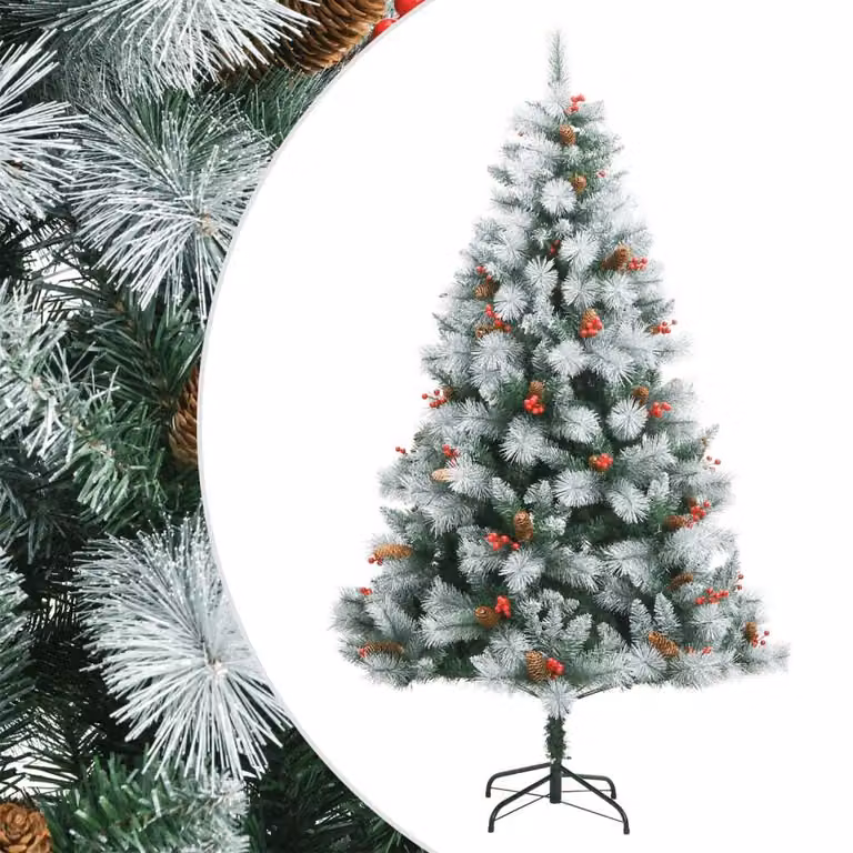 Maison Exclusive - Albero di Natale artificiale pieghevole con pigne e bacche, 210 cm