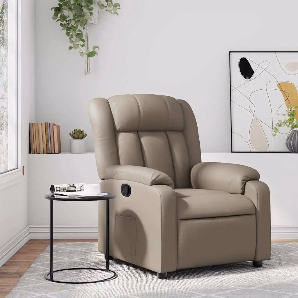 Poltrona Reclinabile Relax vidaXL in Similpelle Beige e Marrone con Braccioli e Meccanismo Manuale