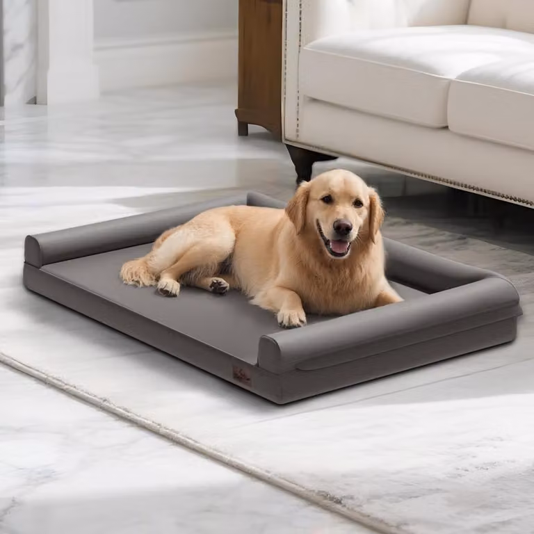 Cuccia per cani in pelle, cuscino per cani, cesta per cani, lettino per animali domestici, letto grigio