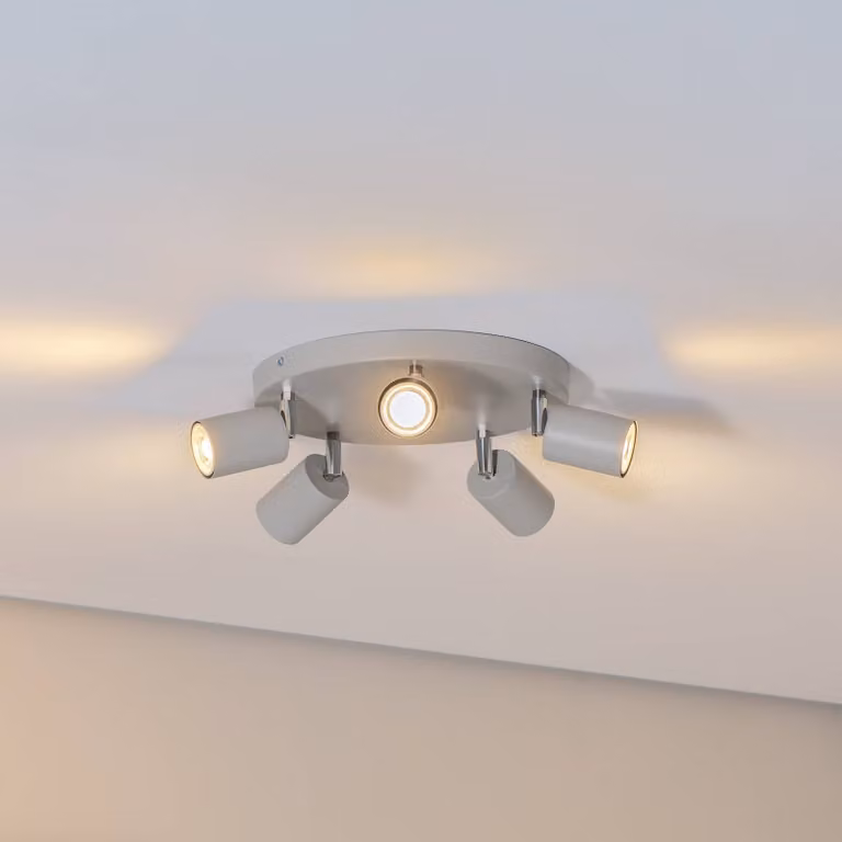 Faretto da soffitto Fun, grigio, Ø 30 cm, orientabile, GU10 Fun Luminex, dimmerabile, Alluminio / Grigio / Zincato, Soggiorno / Sala da pranzo, Metallo, Moderno, Faretto alogeno