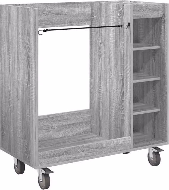 Armadio portaoggetti rettangolare moderno con 4 ruote 90 x 45 x 98 cm in legno grigio sonoma 02_0055068