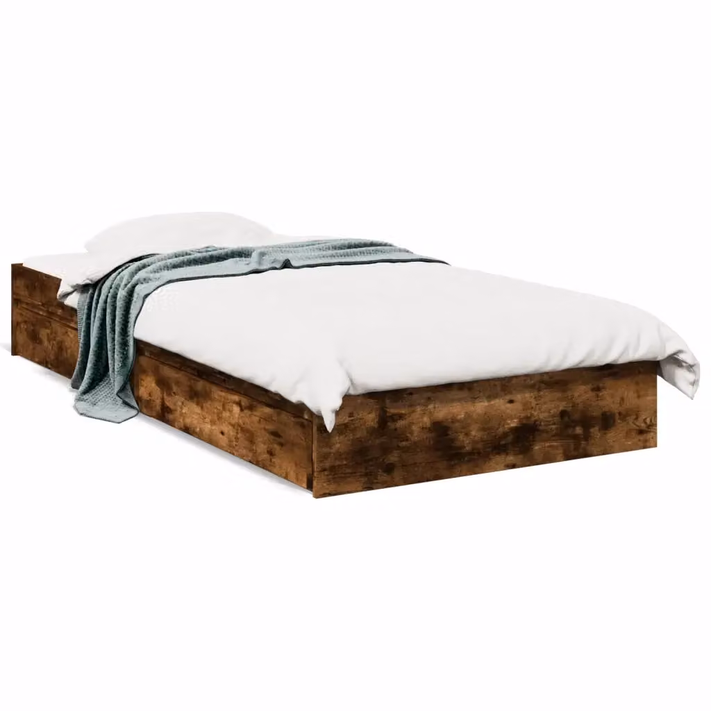 vidaXL Giroletto con Cassetti in Legno Rovere Fumo, L/P/H: 200 x 100 x 28 cm – 2