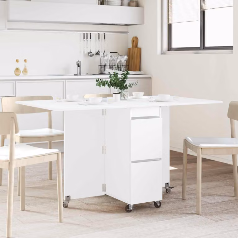 Maison Exclusive - Tavolo da pranzo, 140 x 80 x 77 cm, materiale composito in legno, bianco, angoli retti
