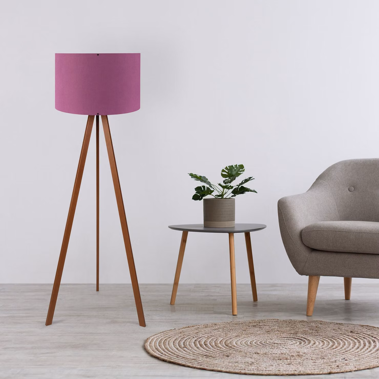 Opviq, AYD-1564, Lampade da terra, Viola, MDF, 38 x 38 x 140 cm
