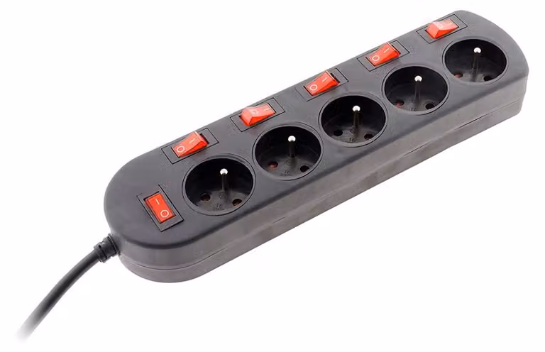 Zenitech - SONO-Block: 5 prese da 16 A, 2 poli + terra + 6 interruttori con spia luminosa, cavo da 3 m