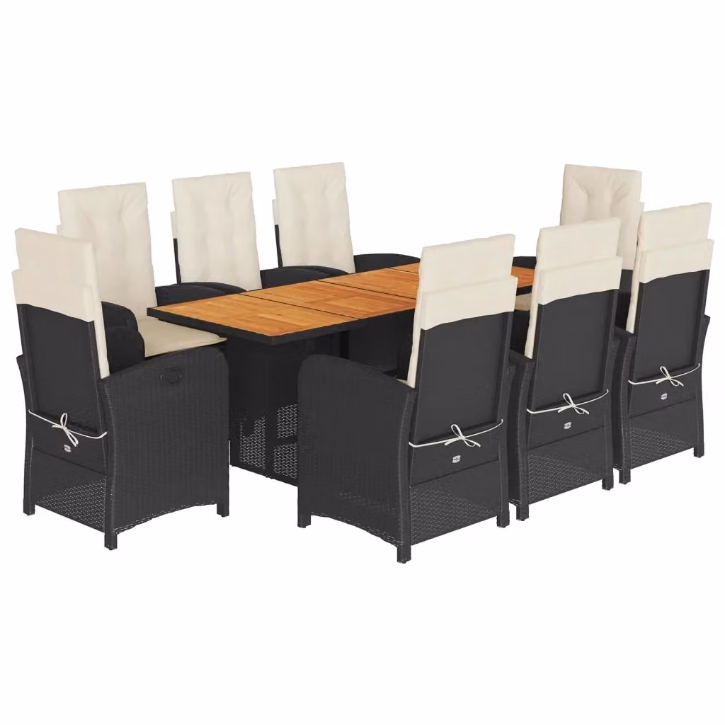 Set da pranzo da giardino vidaXL in legno di acacia oliato e polyrattan, 9 pezzi, moderno – 2