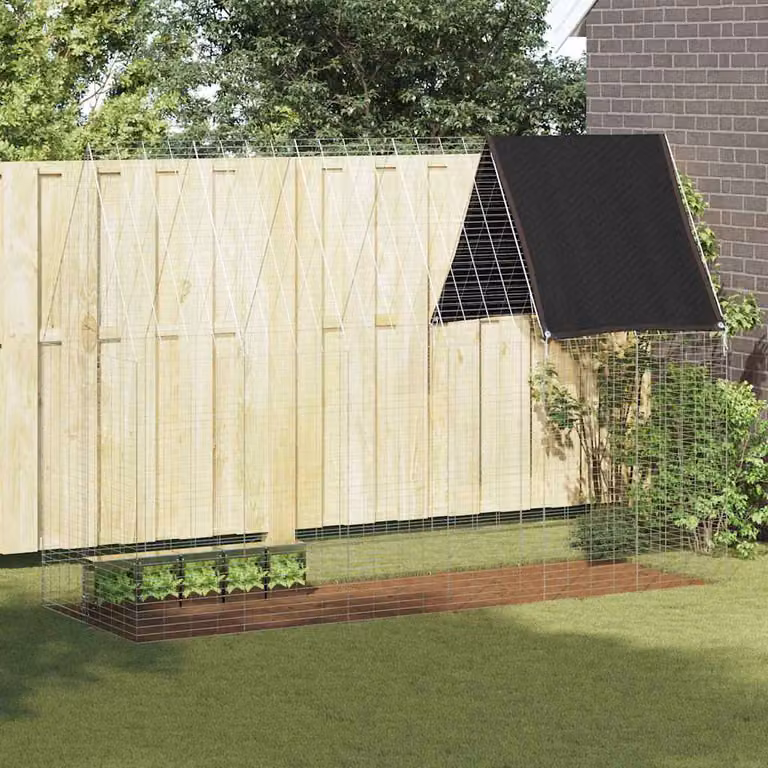 vidaXL Gabbia per Conigli in Acciaio Zincato Argento L: 300 cm, P: 100 cm, H: 210 cm