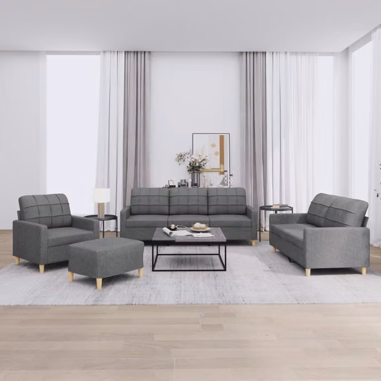 Maison Exclusive - Set divano 4 pezzi con cuscini in tessuto grigio scuro