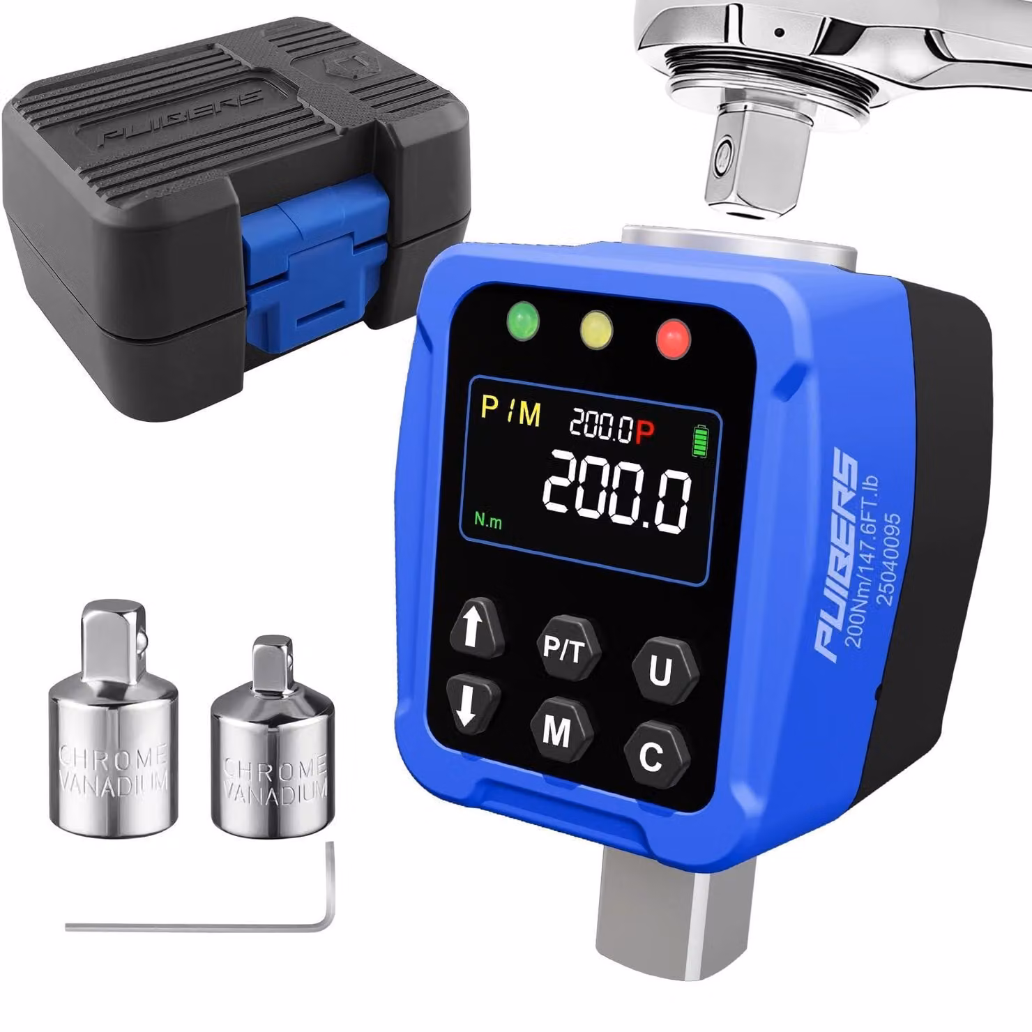 Adattatore digitale per coppia, 1/2", da 10 a 200 Nm, con adattatori