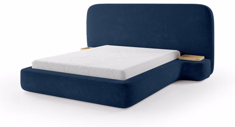 Letto imbottito Genz, colore Nachtazur, dimensioni 180 x 200 cm