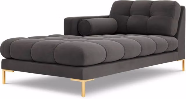 Chaise longue sinistra Bali di Cosmopolitan Design in velluto grigio scuro L/P/H: 164 x 102 x 75 cm – 1