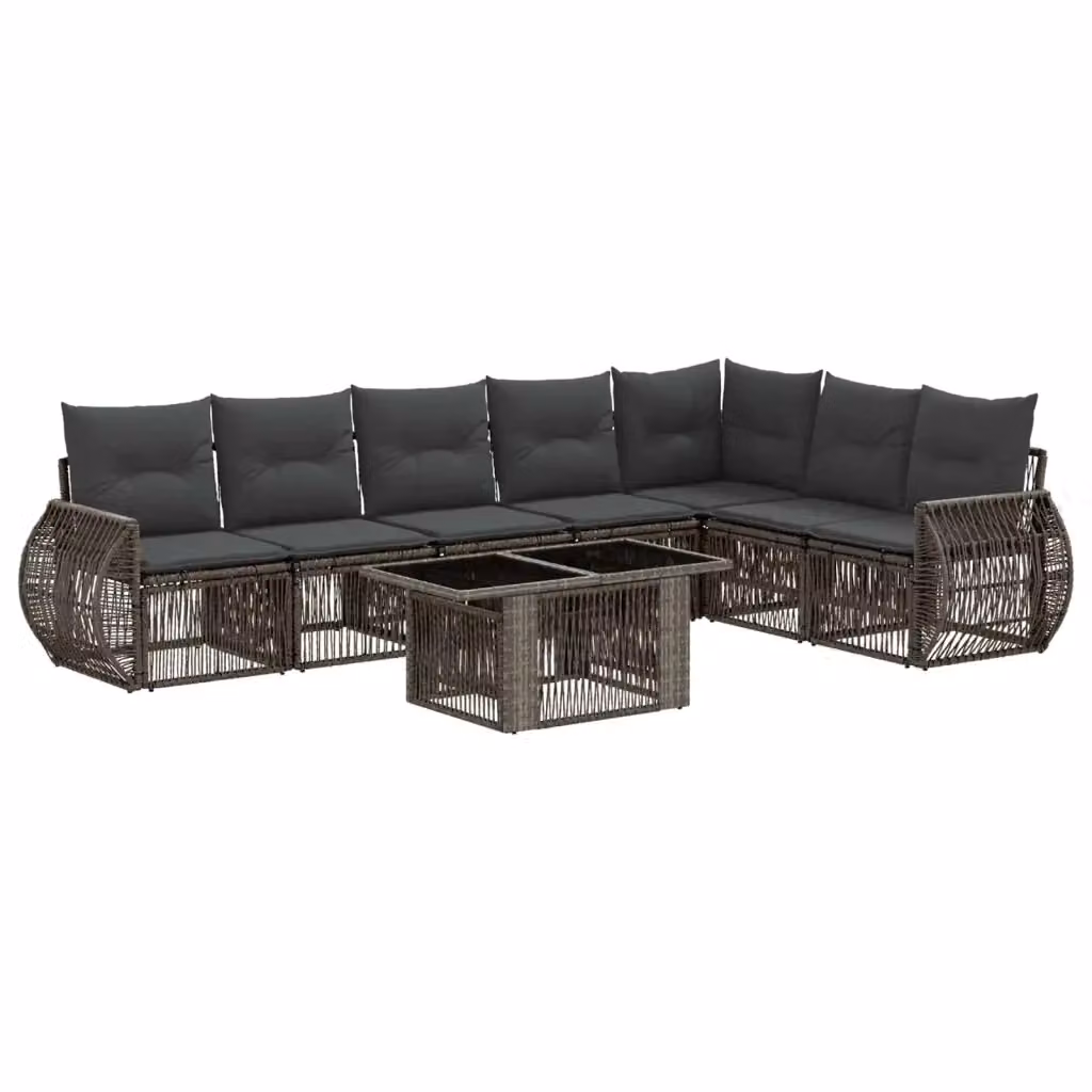 Set Divano da Giardino a L con Tavolino vidaXL in Polyrattan Grigio e Antracite con Cuscini – 2