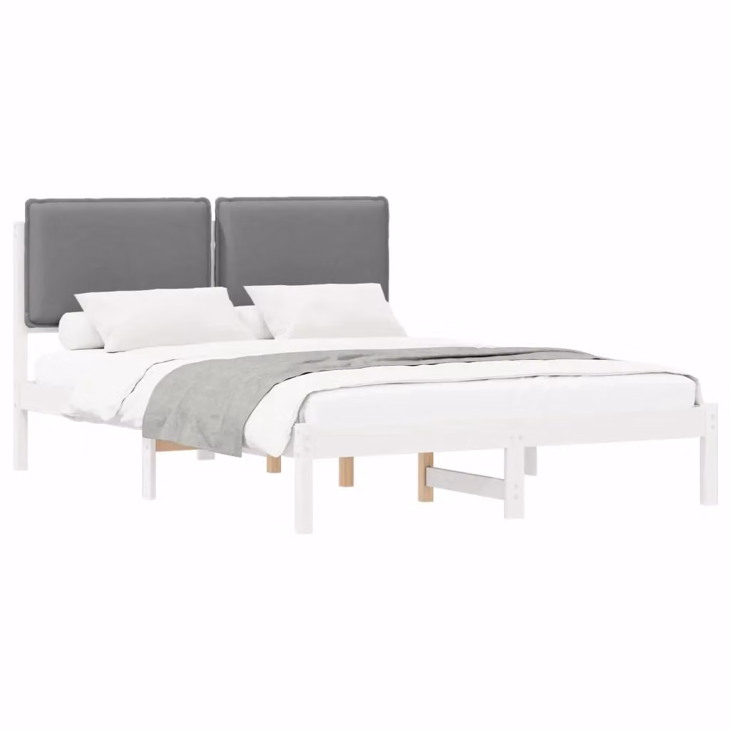 Letto con Testiera Rivestita vidaXL in Legno di Pino e Tessuto Grigio L/P/H: 200 x 120 x 84,5 cm – 2