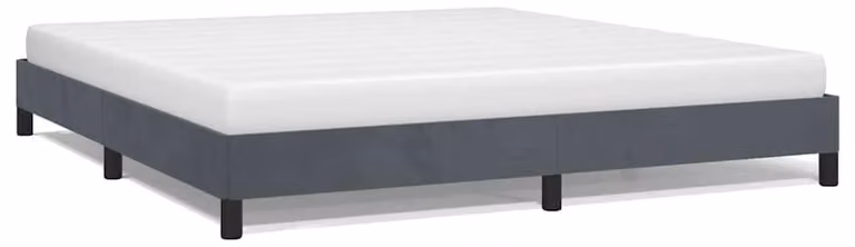 Struttura letto senza materasso, colore grigio scuro, dimensioni 193x203 cm, modello King, rivestita in velluto