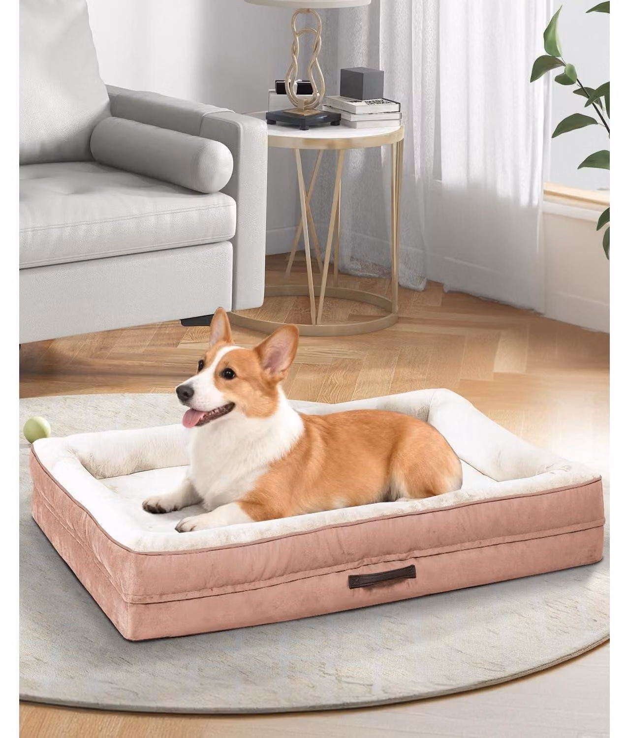 Cuccia ortopedica per cani, grande, lavabile, rosa, dimensioni 91x61x18 cm