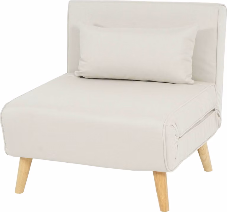 Poltrona letto HWC-D35, divano letto funzionale poltrona pieghevole poltrona reclinabile poltrona giovanile poltrona, tessuto/tessuto ~ crema-beige