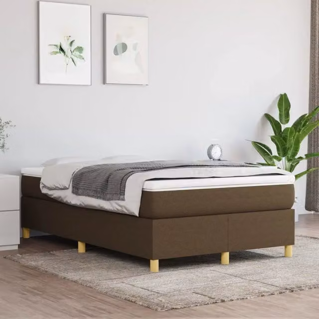 Letto Ibrido vidaXL con Giroletto a Molle e Materasso in Tessuto Marrone e Bianco L/P/H: 200 x 120 x 35 cm – 1