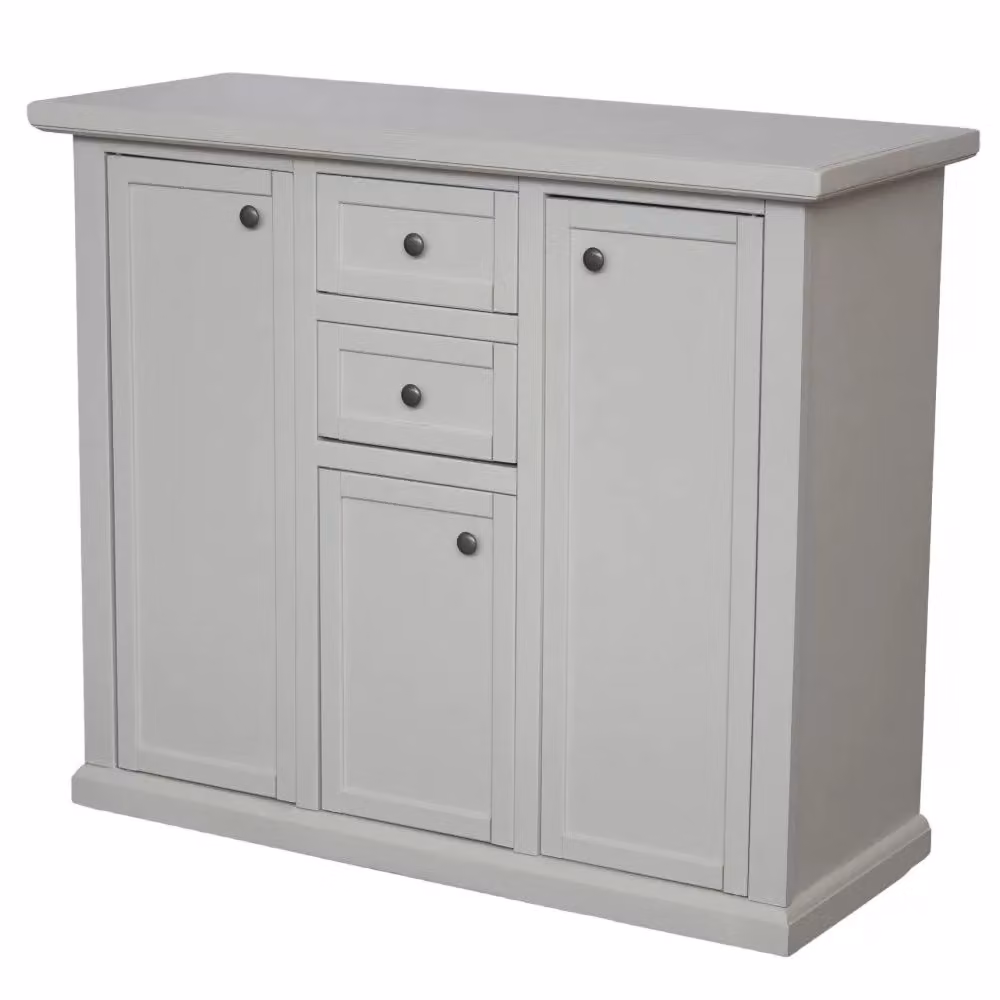 Madia credenza shabby chic bianca con 3 porte e 2 cassetti Mobili 2G L/P/H: 100 x 39 x 85 cm