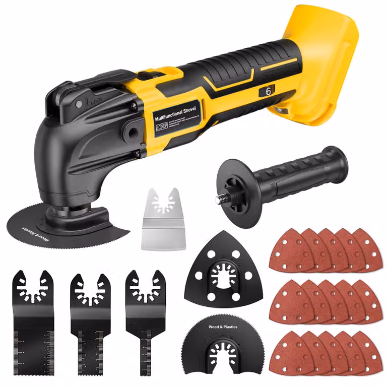Utensile oscillante di precisione per batterie da 18V e 20V, con 23 accessori