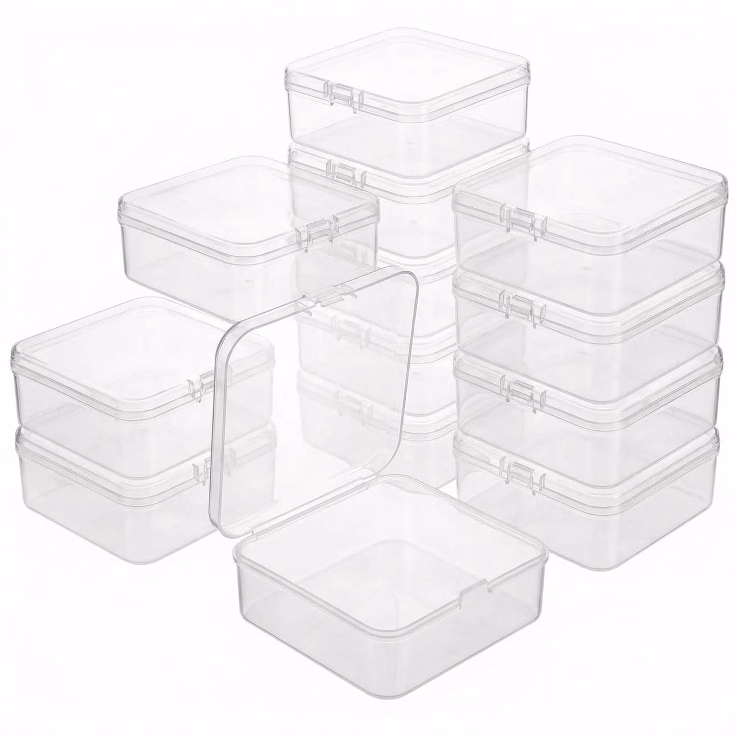 Piccole scatole quadrate con coperchio a cerniera, confezione da 12 pezzi, dimensioni 95 x 95 x 35 mm, ideali per gioielli
