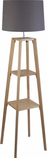 Piantana Contemporaneo Shelf Legno Marrone Tessuto Grigio 1 Luce E27