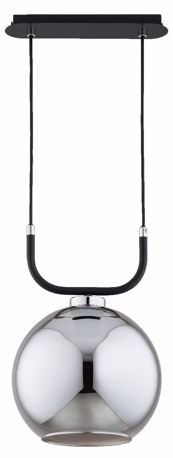 Lampada a sospensione BINARY nera-cromata 1xE27x15W vetro, dimensioni: 75x25x25 cm, IP20 Alfa