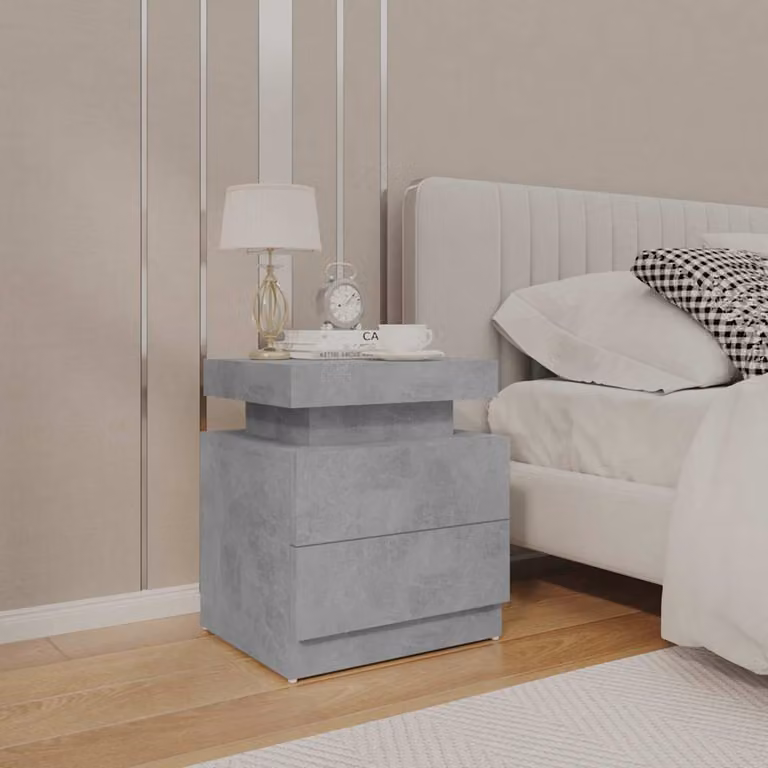 Comodino moderno vidaXL in legno e MDF grigio da appendere a parete L: 45 cm, P: 35 cm, H: 52 cm